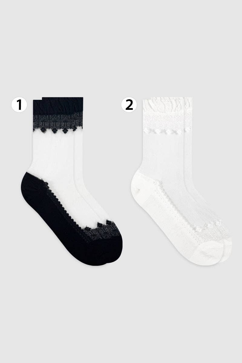 7DAYSSOCKS - Vente Chaussettes – femme - Chaussettes transparentes Crew en dentelle transparente pour femmes8