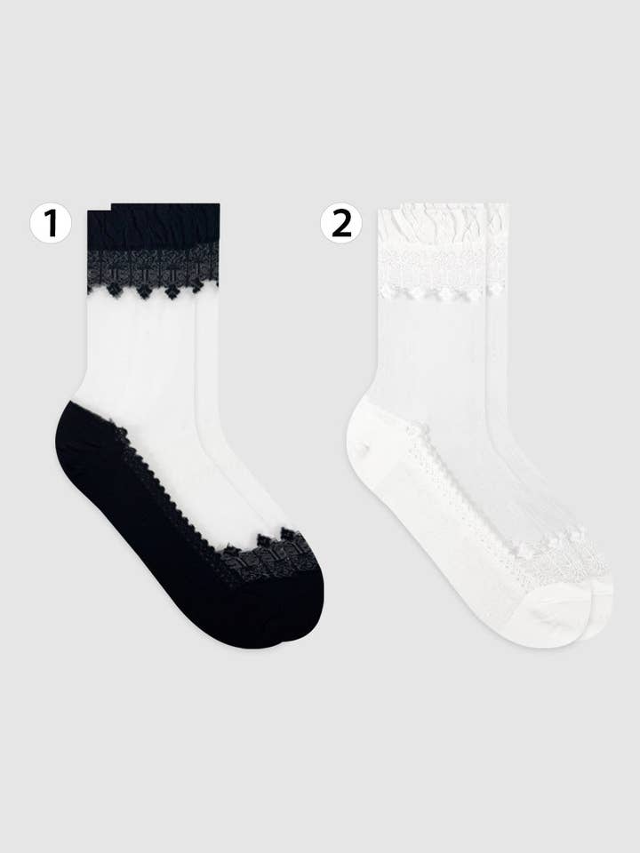 Women's Crew Sheer Lace See-Through Socks for wholesale by 7DAYSSOCKS