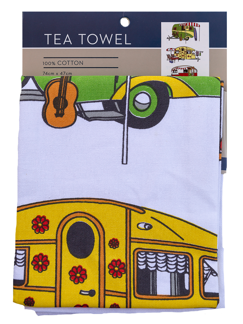 Allgifts Australia - Wholesale Tea Towel - Tea Towel - Retro Caravan1