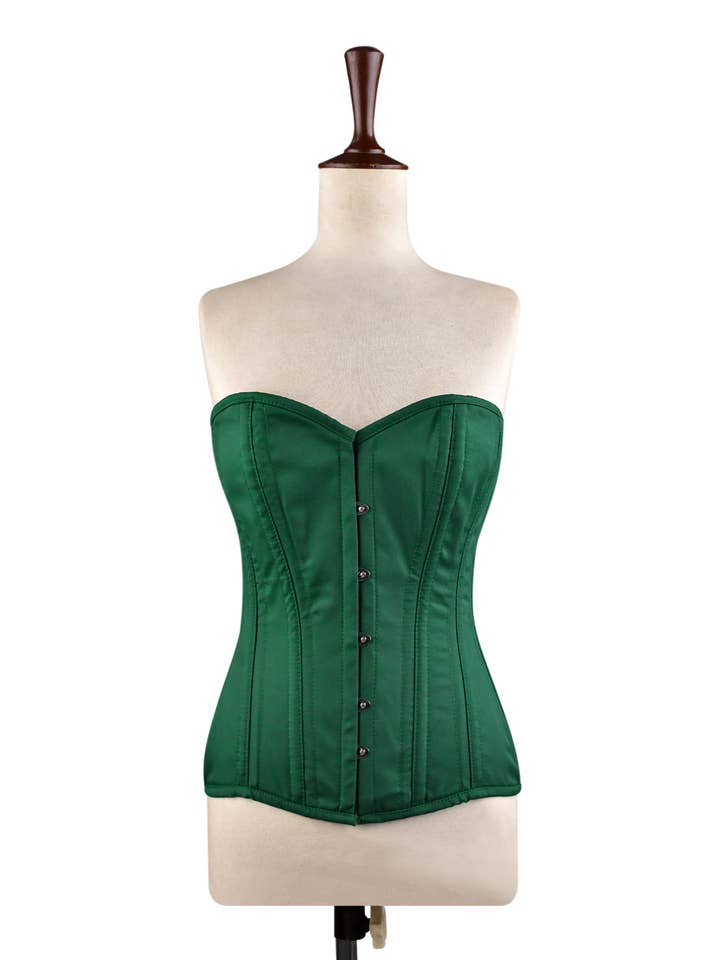 Groen Unieke handgemaakte middeleeuwse korset met voorste haak en stalen baleinen voor groothandel op Faire4