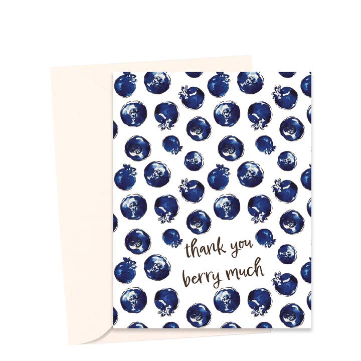 A2 Blueberry Thank You Pun-filled Greeting Cards for wholesale by papierwinkel