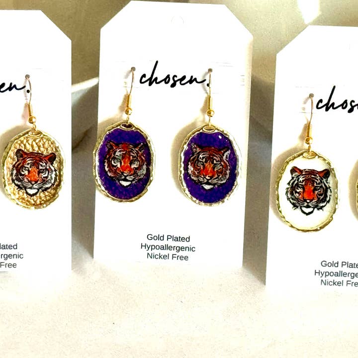 Chosen - Wholesale Dangle Earrings - Tiger Beat Hand Painted Leather Earrings1