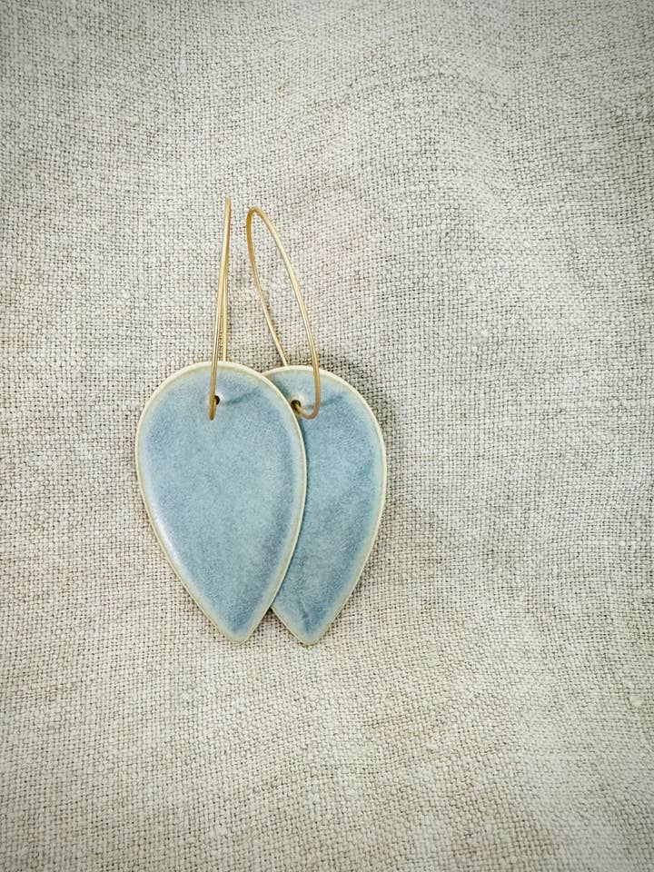 Earrings Stoneware | Mer Wide + Chambray Glaze for wholesale by Wishbone Pottery