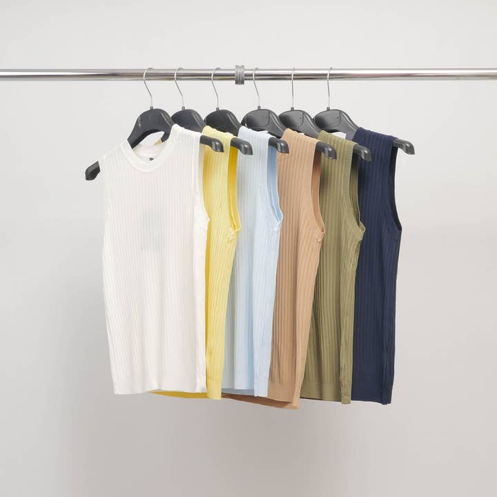 Cecile Wang - Wholesale Tank Top - Women's - Sleeveless ribbed tank top with round neck SVD80738