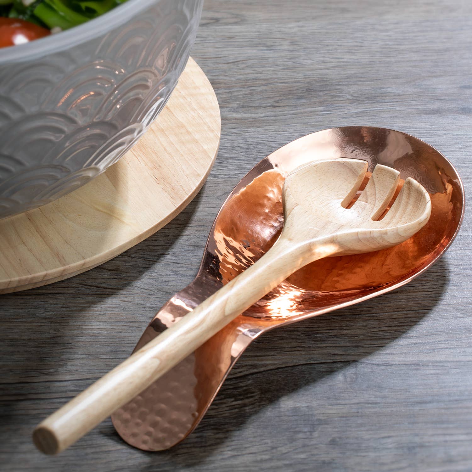 Conimar Promotions - Wholesale Spoon Rest - Large Metal Spoon Rest w/Hammered Copper Penny Design3