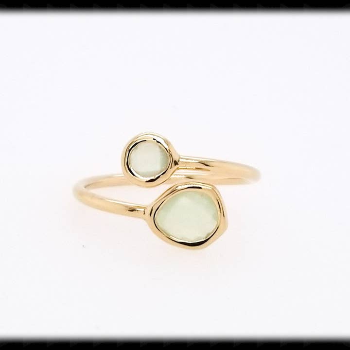 Inramad Glas Justerbar Ring- Flourite Guld för wholesale av The Beaded Wire Designs