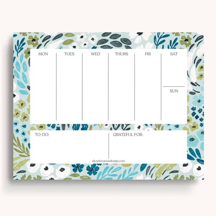 Elyse Breanne Design - Wholesale Planner - Waterfall Floral Weekly Planner Notepad