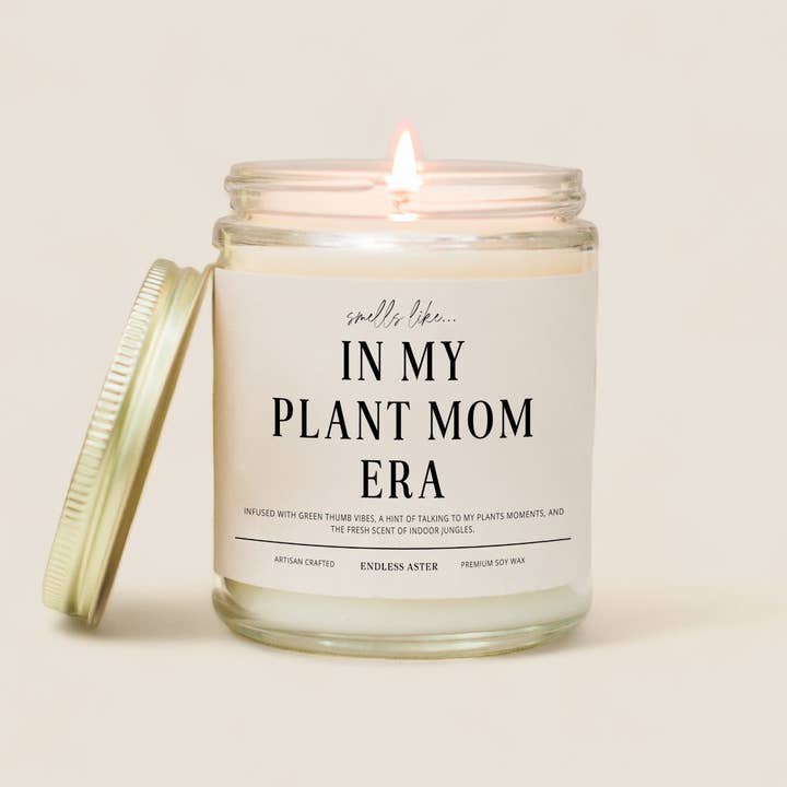 In My Plant Mom Era - 8, 16 oz Soy Wax Jar Candle, Gardening for wholesale by Endless Aster