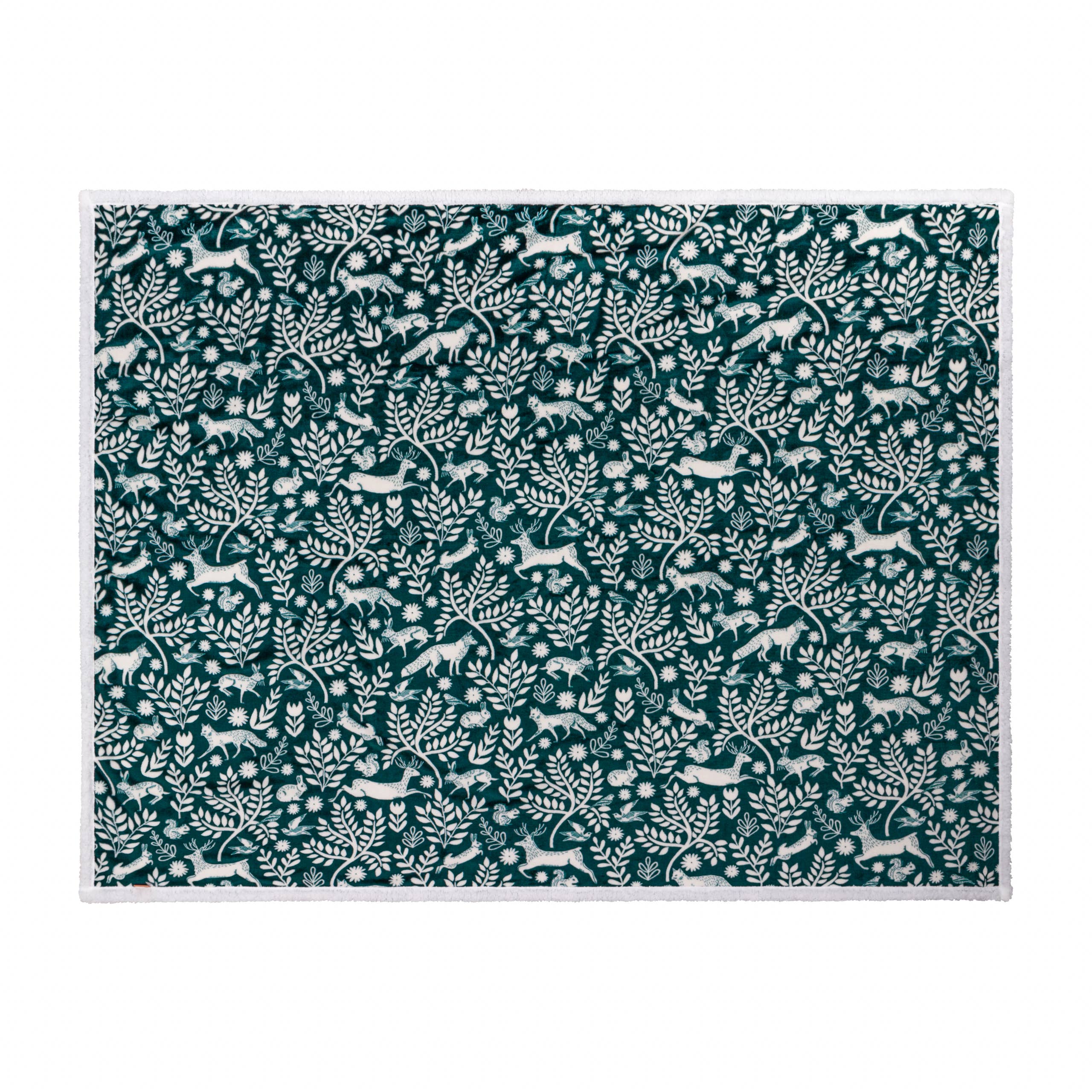 Skandi Woodland Sherpa Fleece Throw Forest for wholesale on Faire1