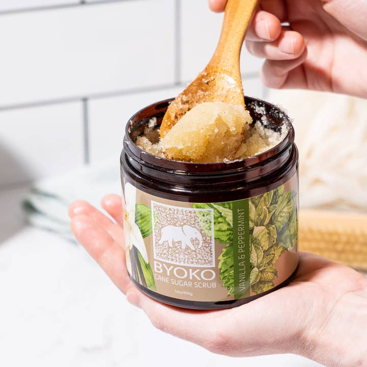 BYOKO - Wholesale Body Scrub/Exfoliant - BYOKO Vanilla Peppermint Body Cane Sugar Scrub