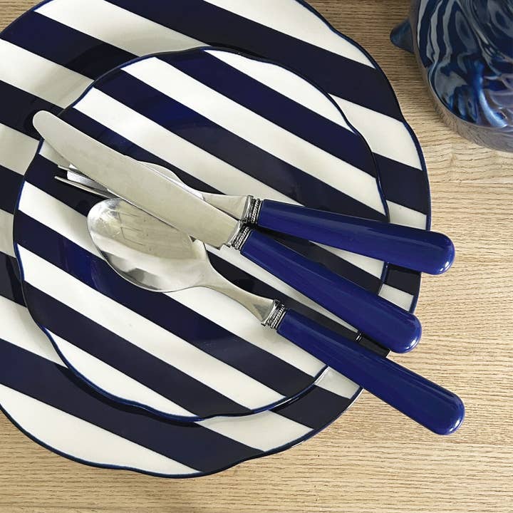 Indigo blue stainless steel spoon knife for wholesale on Faire1