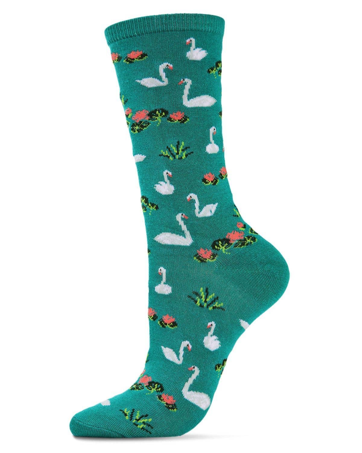 Infinity Classics International Inc. - Venta al por mayor Calcetines - Mujer - Calcetines MeMoi Swans on a Lake Bamboo Crew4