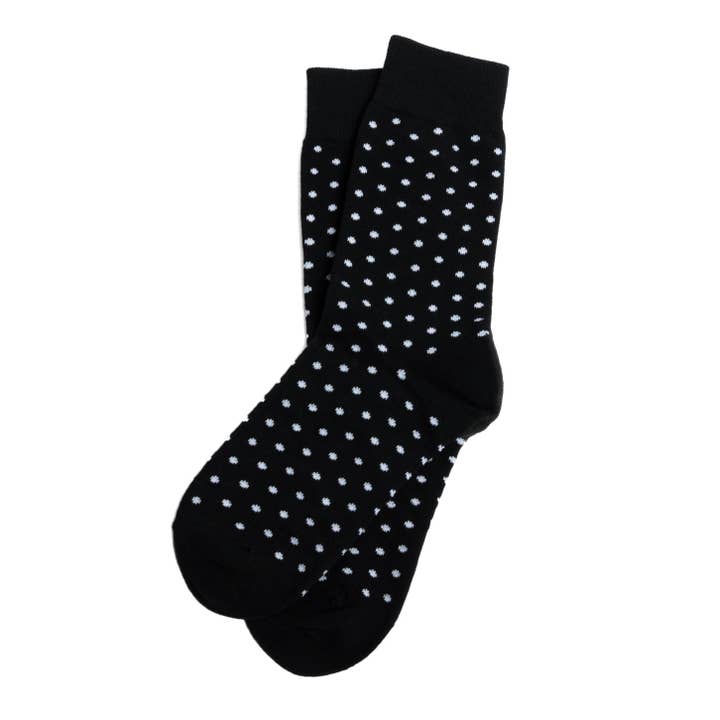 Black & White Polka Dot Socks | Men's Size 7-12 for wholesale by Groomsman Gear