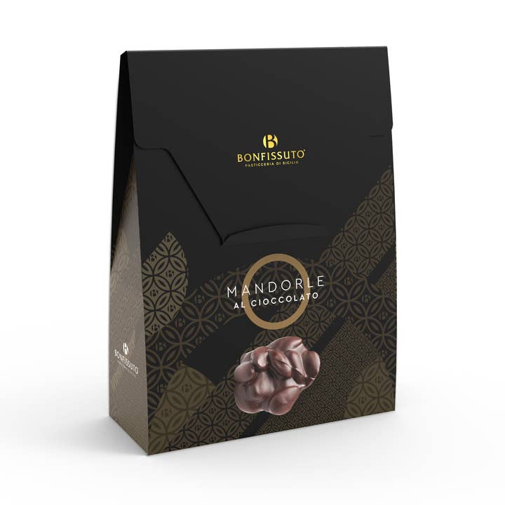 Rostade mandlar täckta med mörk choklad. för wholesale av Bonfissuto