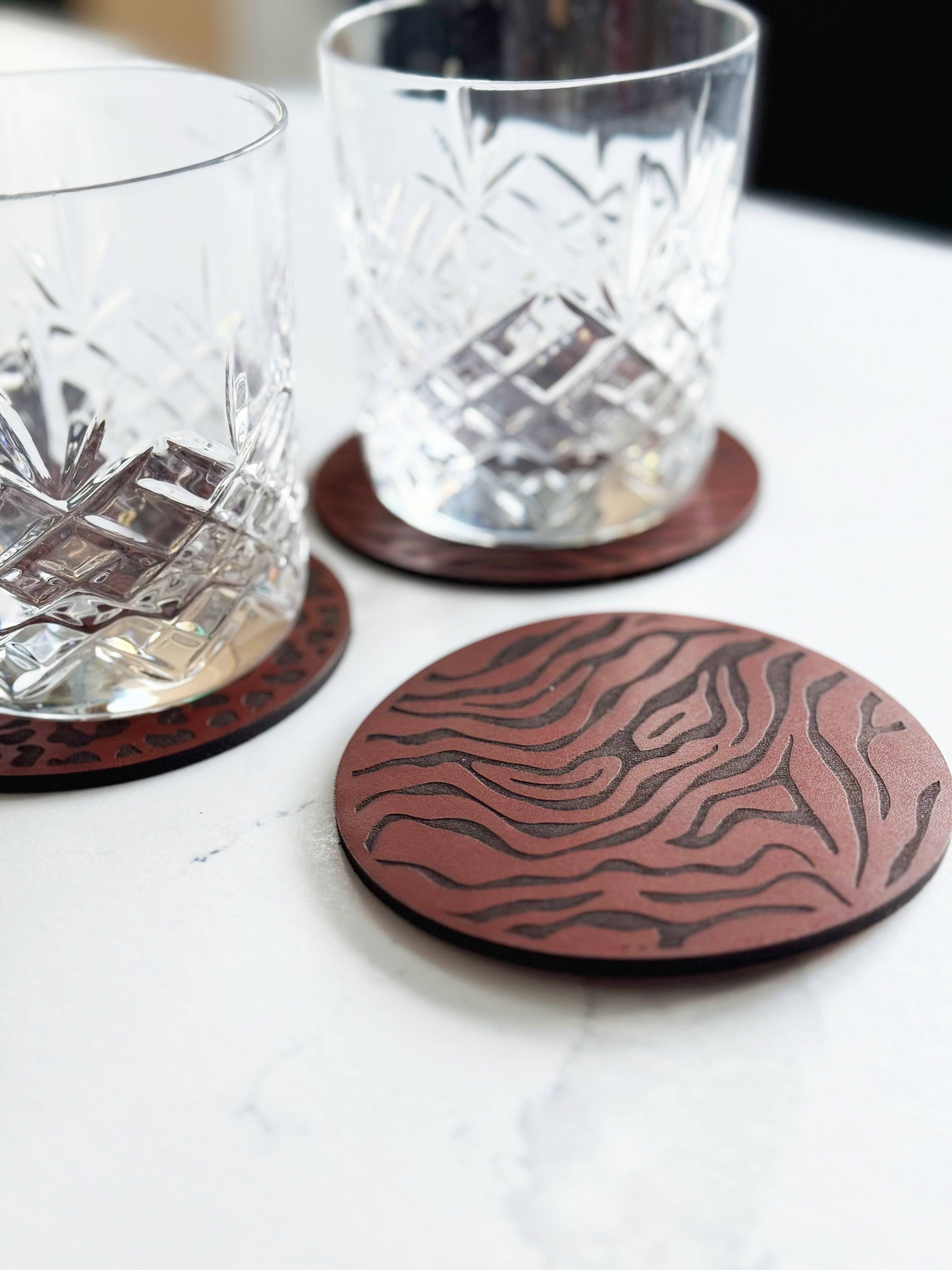 Parkin & Lewis - Wholesale Coasters - One Tan Animal Print Leather Coaster2