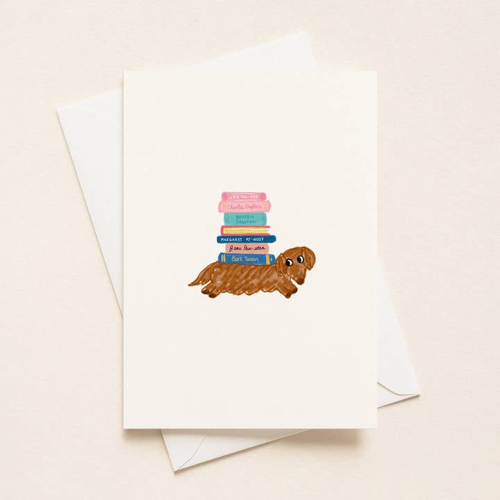 "Doxie Book Club” Greeting Cards for wholesale by Rue 32