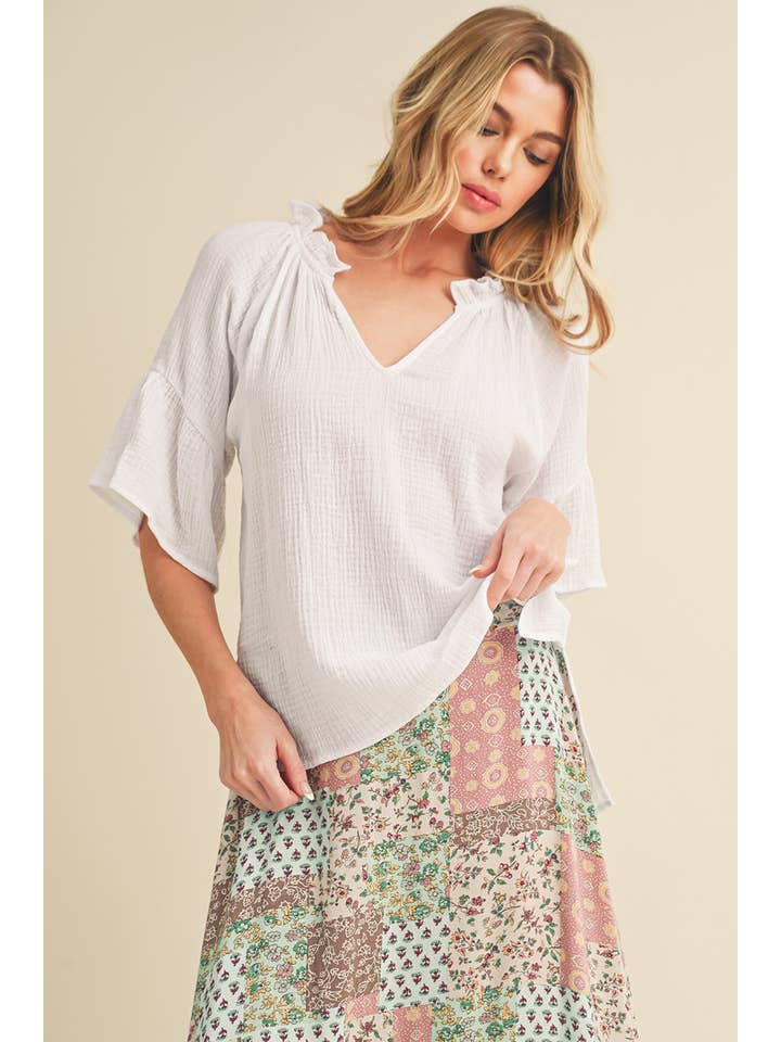 AEMI + CO - Wholesale Blouse - Women's - 8258DK Tes 3/4 Sleeve Ruffle Top29