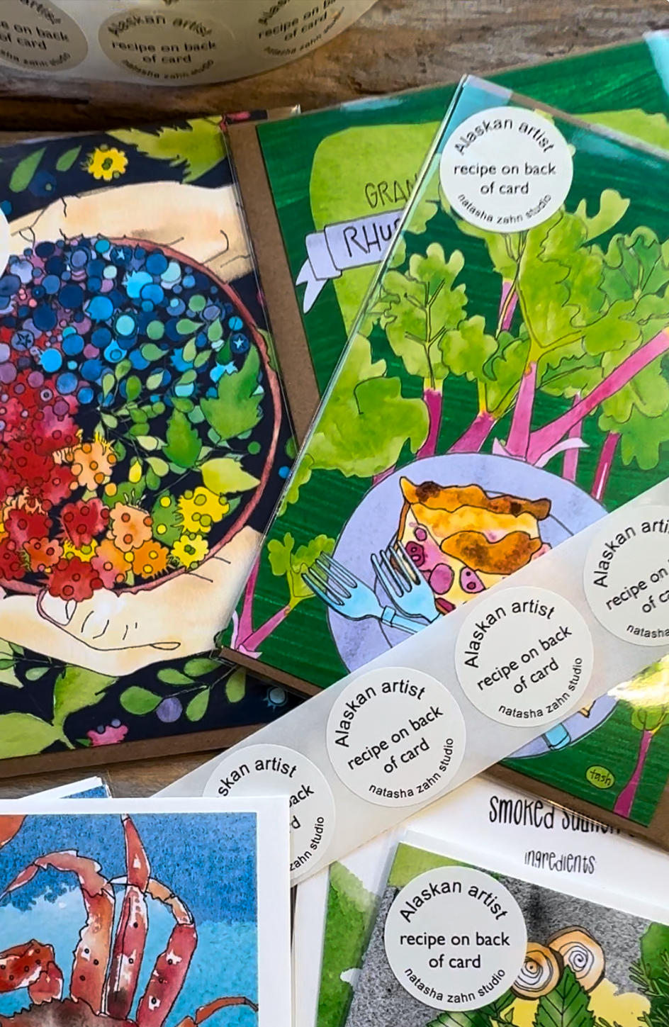 Natasha Zahn Studio - Wholesale Everyday Greeting Card - Smoked Salmon Dip Illustrated Recipe 5 x 7 Art Card3