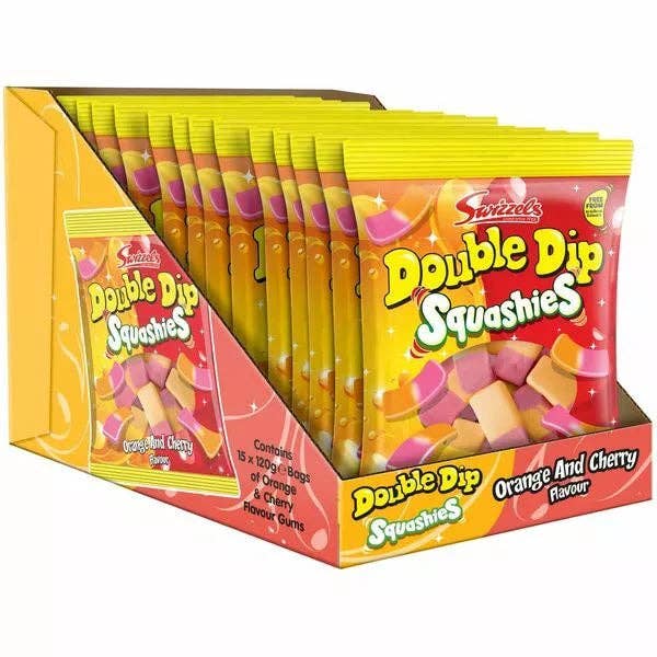 Echo Sales America - Wholesale Marshmallow - Swizzels Double Dip Squashies Orange /Cherry, 160g case 10ct1