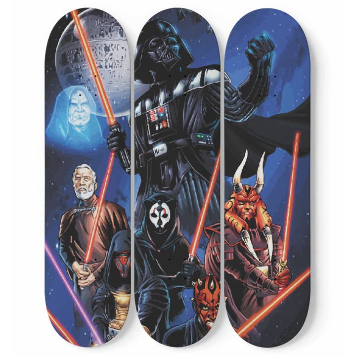 Star Wars - Darth Vader Squad - 3-piece Skateboard Wall Art for wholesale by SkateboardArtsy
