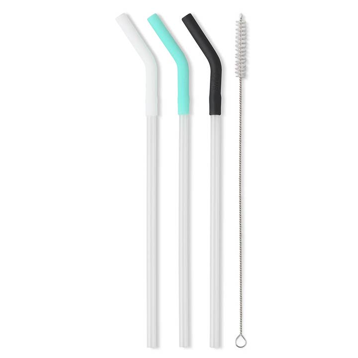 Swig Life - Wholesale Drinking Straw - White/Aqua/Black Reusable Straw Set (Mega Mugs)