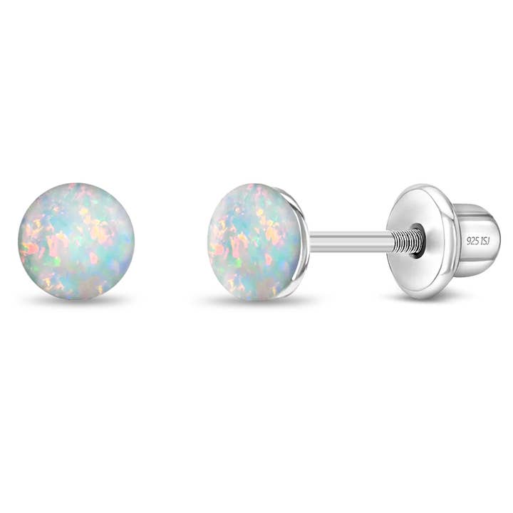 In Season Jewelry – Engroshandel Smykker - Børn – Opal knap 4mm Baby buksetrold børn øreringe - Sterling sølv