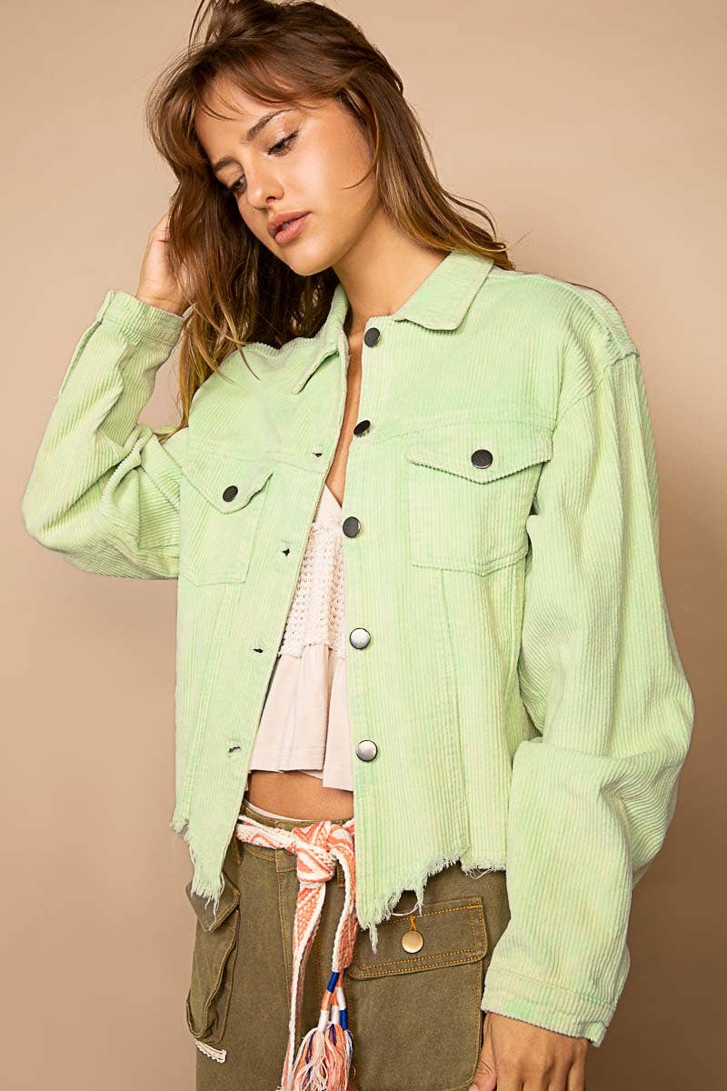Pol Clothing - Wholesale Jacket - Women's - Pocket Front Button Down Corduroy Trucker Jacket SALE50