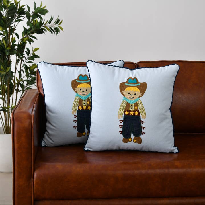 Karma Living - Wholesale Lumbar Pillow - 2ABCC17271_LBBL set of 2 PILLOW COW-BOY 18x18"