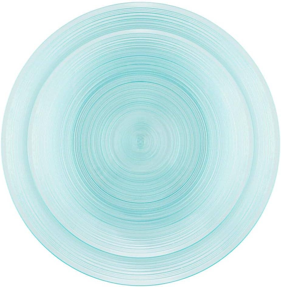 EcoQuality – wholesale Disposable plate – 7" & 10" Disposable Translucent Aqua Blue Plastic Plates with Gold Rim0