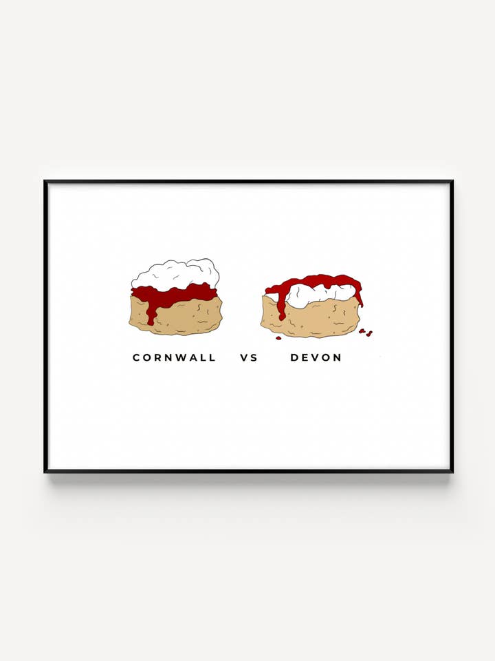 Cornwall vs Devon - The Cream Tea Collection - Art Print for wholesale by Latitude 50 Living
