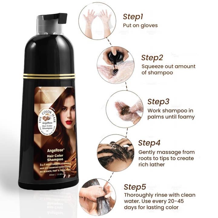 AngeRose - Wholesale Hair Dye - AngeRose Hair Color Shampoo, Hair Retouch Instant Grey Cover8