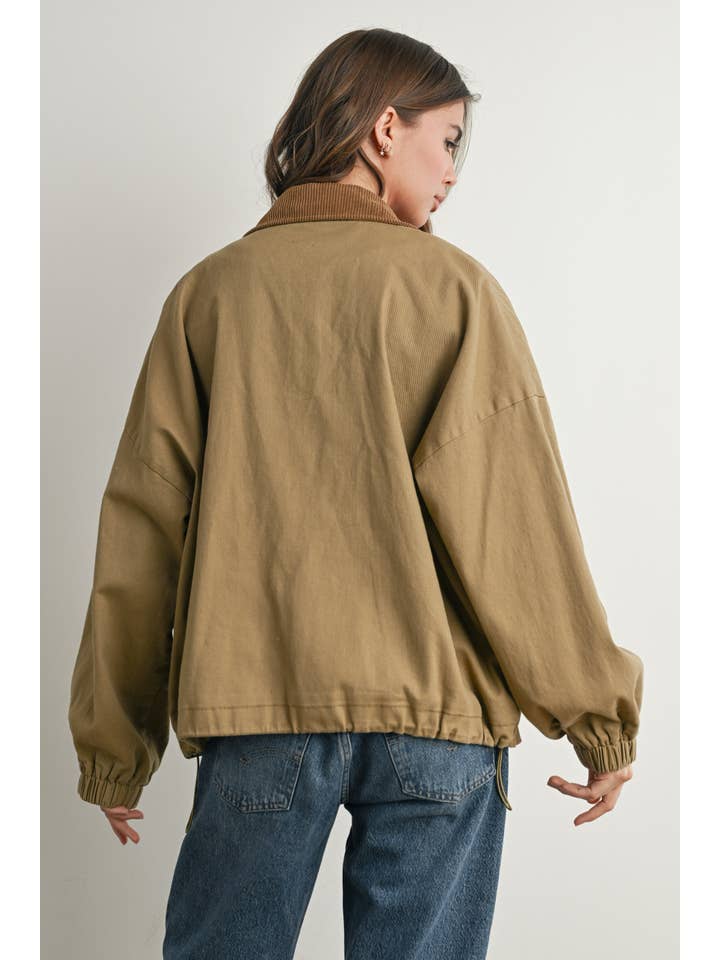 BUTTERMELON - Wholesale Jacket - Women's - Cord Collar Zip-Front Long Sleeve Jacket - BMJ7780