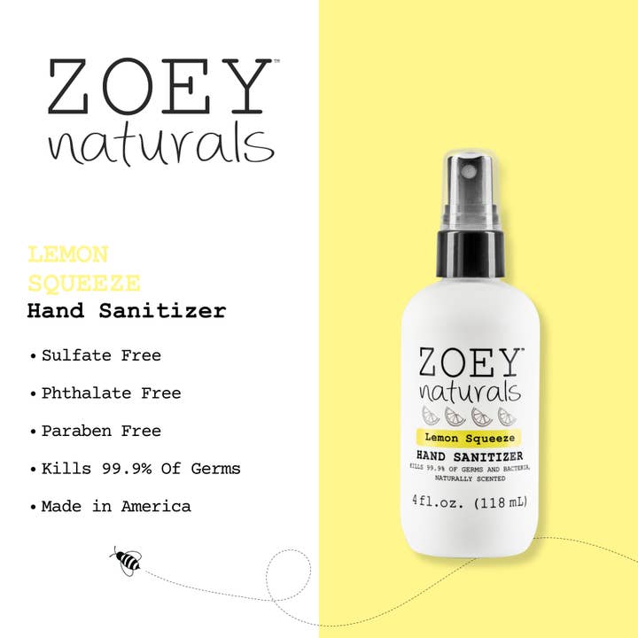 Zoey Naturals - Wholesale Hand Sanitizer - Lemon Squeeze Hand Sanitizer - 4oz6