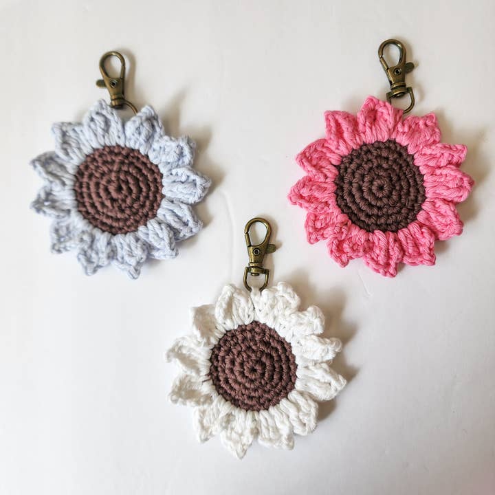 Handmade By Uruba - Wholesale Keychain – Women's - Handwoven Crocheted Sunflower Keychain, Vibrant Floral Charm1