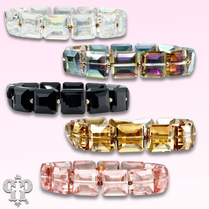Faceted square bead bracelet - LC for wholesale by Pink Panache Brands