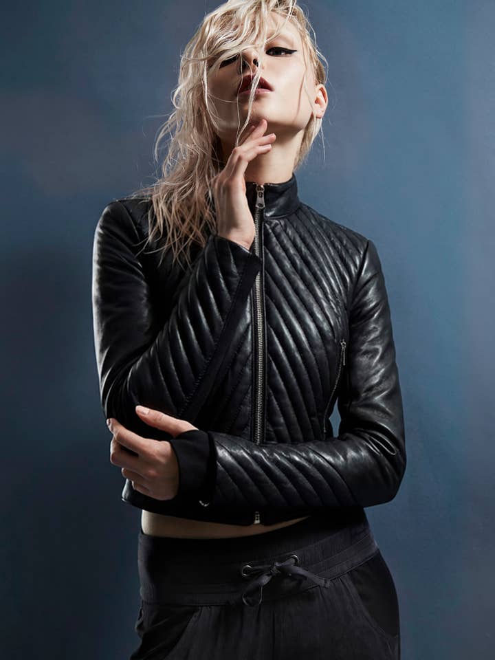 F26 Maeve Mini Quilted Moto for wholesale by Blanc Noir