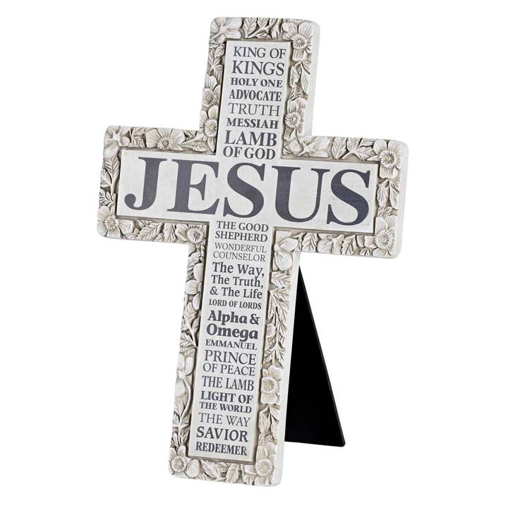 Dicksons - Wholesale Decorative Tabletop Object - Tabletop Floral Cross Names Of Jesus