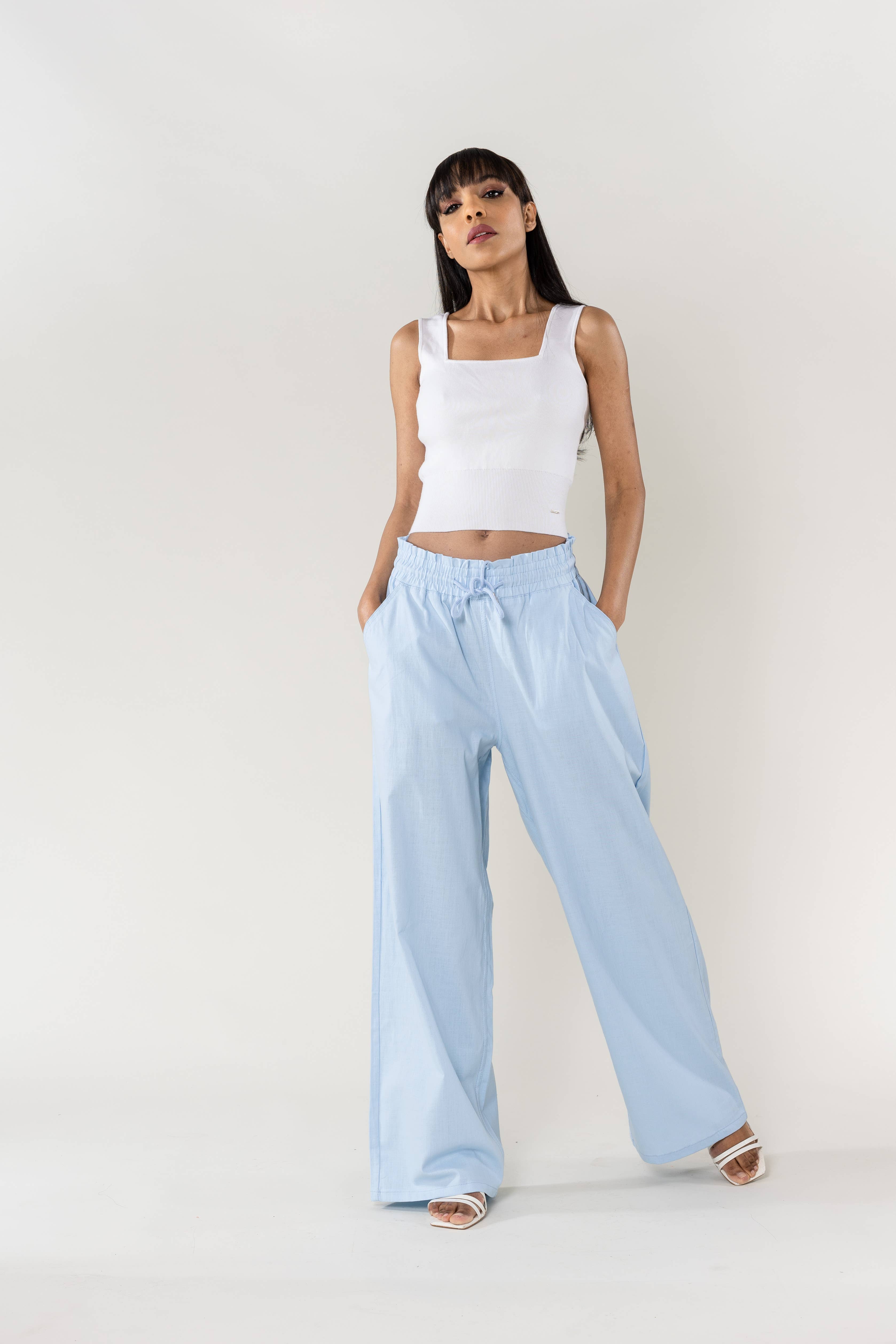 Nina Carter - Wholesale Pants - Women's - Nina Carter linen-style pants with elastic waistband A00123