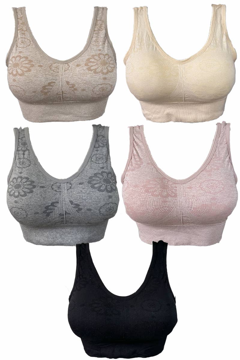 Assorted Plus Size Flower Pattern Comfort Bra/V32015 for wholesale on Faire0