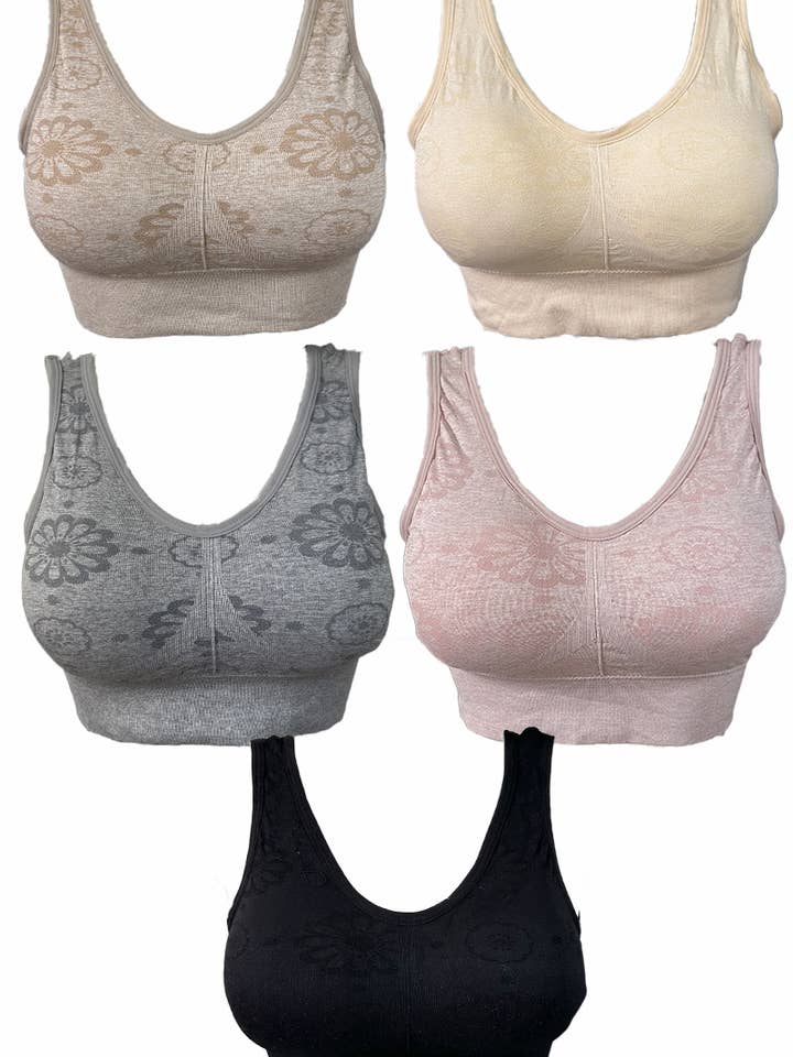 Assorted Plus Size Flower Pattern Comfort Bra/V32015 for wholesale on Faire