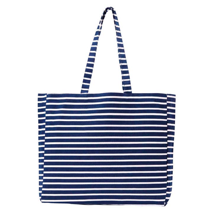 Breton Stripe Little Shopper Canvas Tote Bag for wholesale by rockflowerpaper