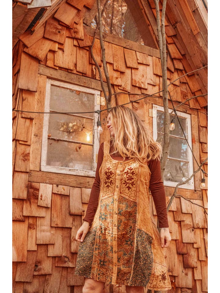 Gardenbelle Shop - Wholesale Dress - Women's - Bohemian Cottage Core Embroidered Mini Patchwork Dress PLUS10