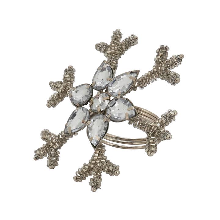 Fennco Styles - Wholesale Napkin ring - Silver Beaded Snowflake Napkin Ring 1