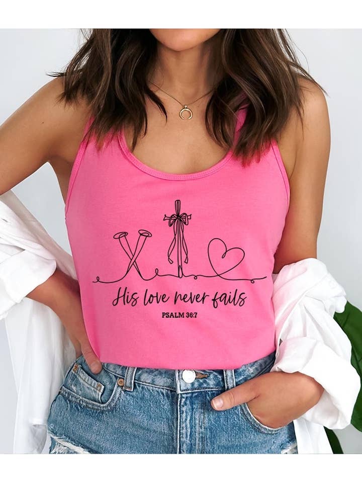 Hans kärlek sviker aldrig grafiskt linne med brottarrygg för wholesale av COLORBEAR