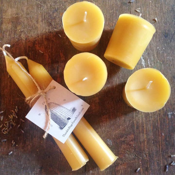 Thankful Sage Farm School - Wholesale Votive Candle - Hand Poured Beeswax Votives