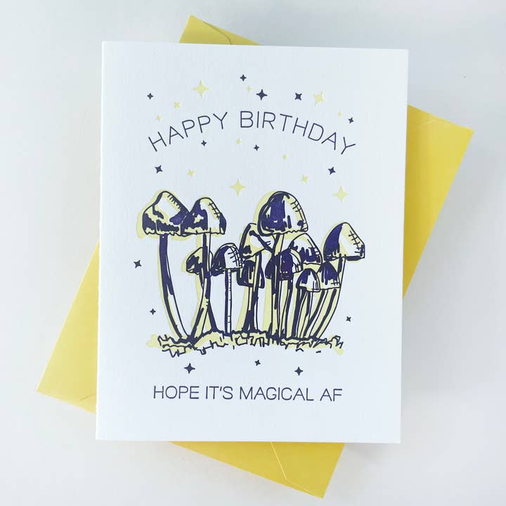 Magical Mushroom Birthday - Letterpress Birthday Card for wholesale by Steel Petal Press