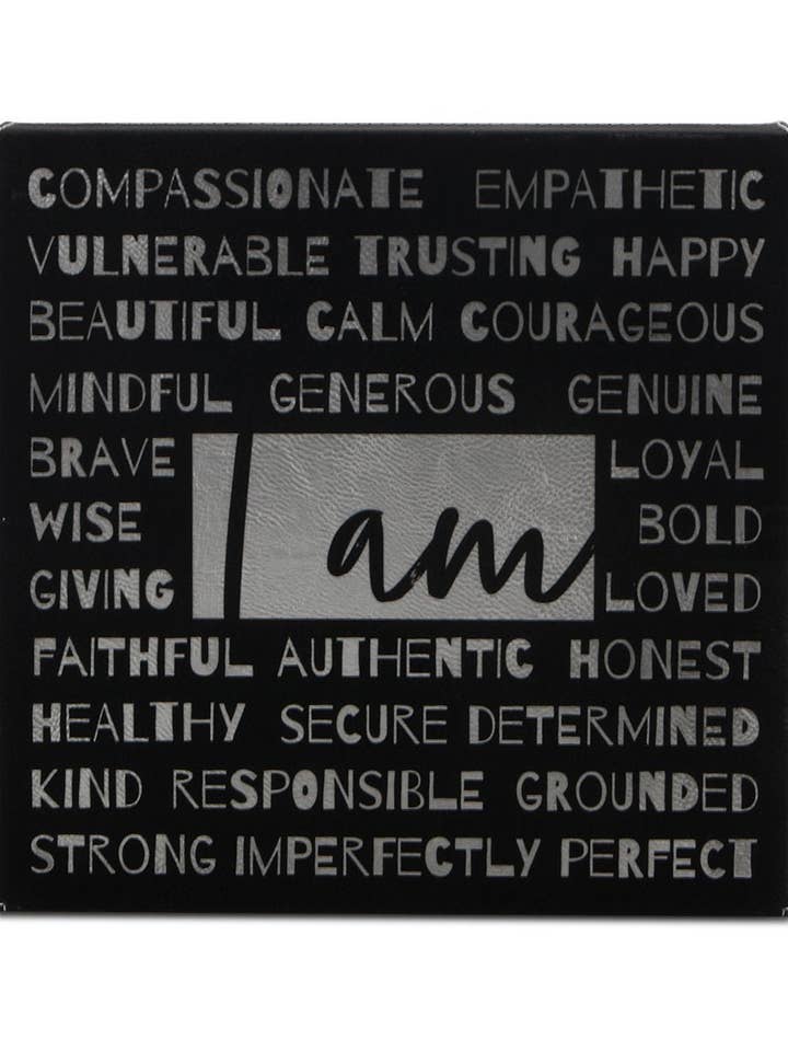 I am… Affirmation Black and Silver Wall Hanging for wholesale by Buddha Groove