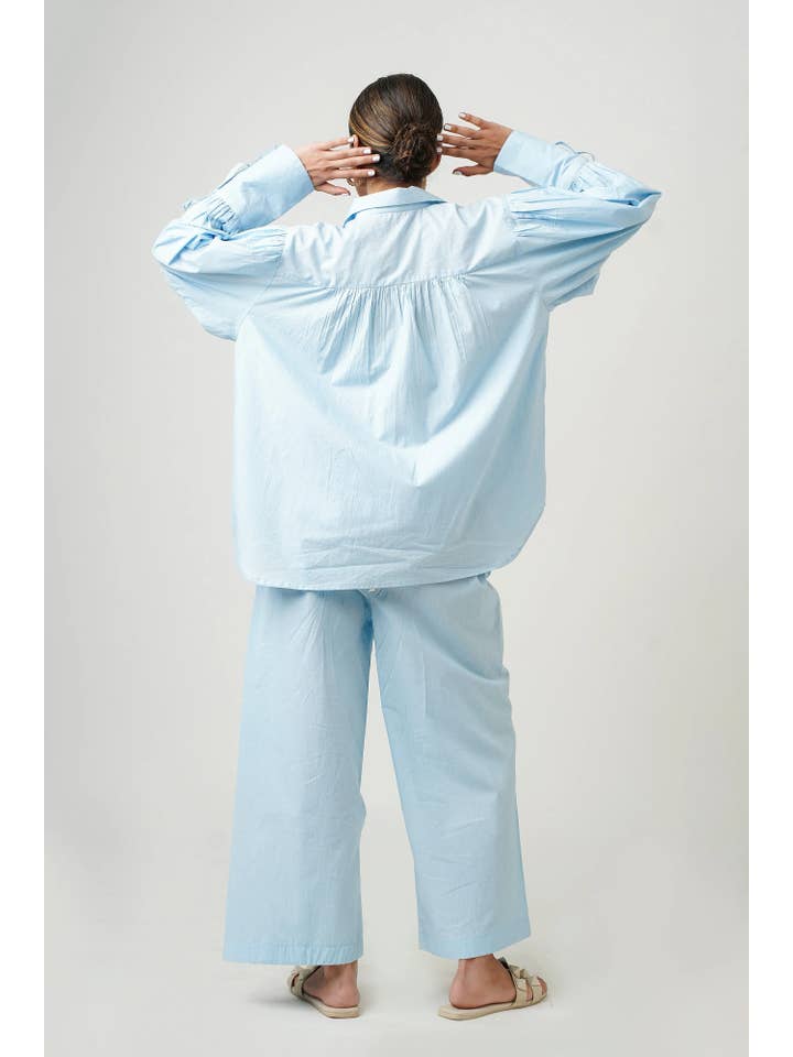 Tailor Didi - Wholesale Button Down Shirt - Women's - Oversized Cotton Collared Tie-Up Sleeve Buttoned Blouse4