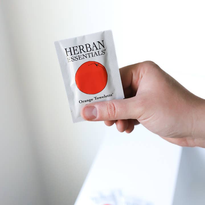Herban Essentials - Wholesale Face & body wipes - Orange Towelettes - 20 Individual Essential Oil Wipes1