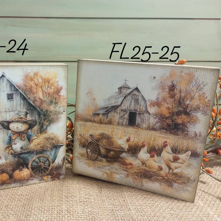 Fall Wood Sign - Chickens in Hay for wholesale by Bluegrass Burlap Co